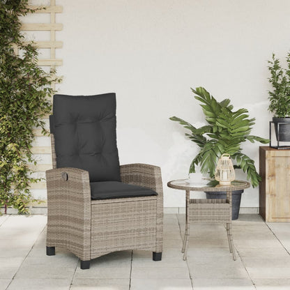 Tuinstoel Verstelbaar Met Kussens Poly Rattan Grijs