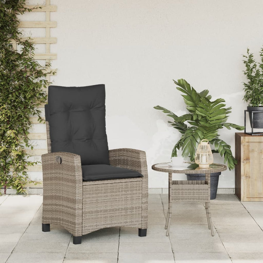 Tuinstoel Verstelbaar Met Kussens Poly Rattan Grijs