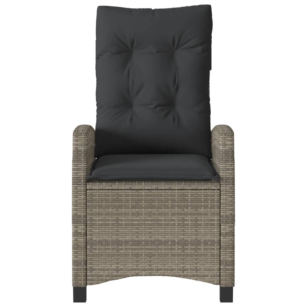 Tuinstoel Verstelbaar Met Kussens Poly Rattan Grijs