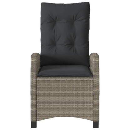 Tuinstoel Verstelbaar Met Kussens Poly Rattan Grijs