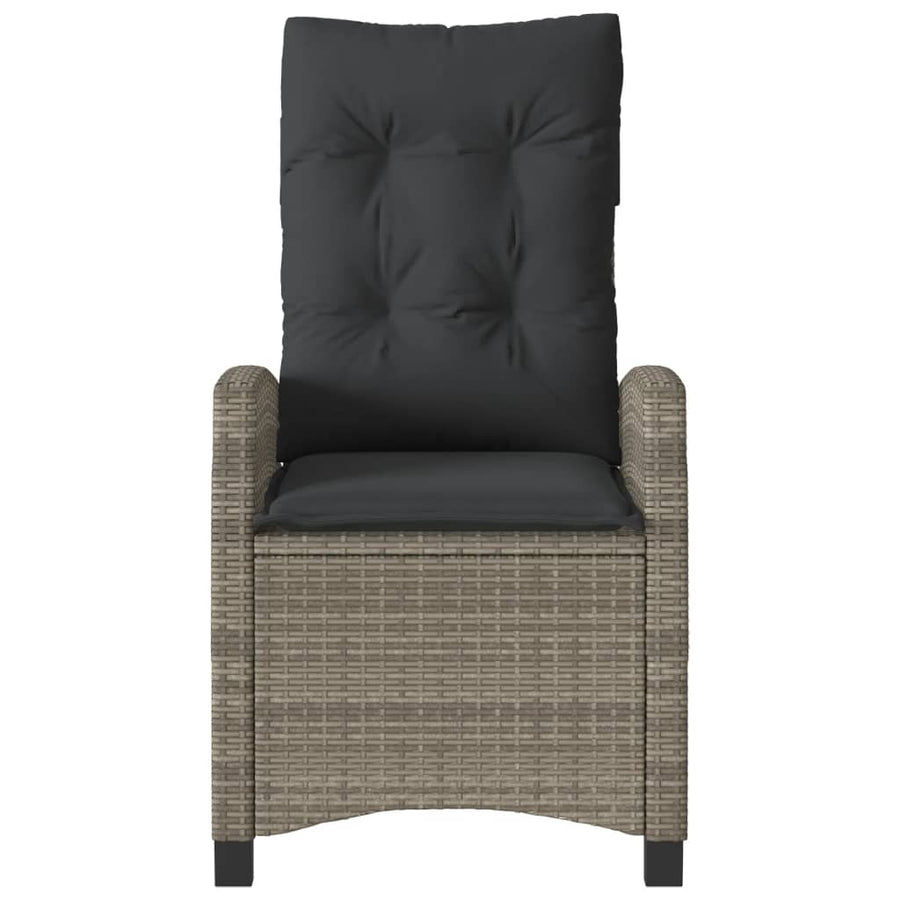 Tuinstoel Verstelbaar Met Kussens Poly Rattan Grijs