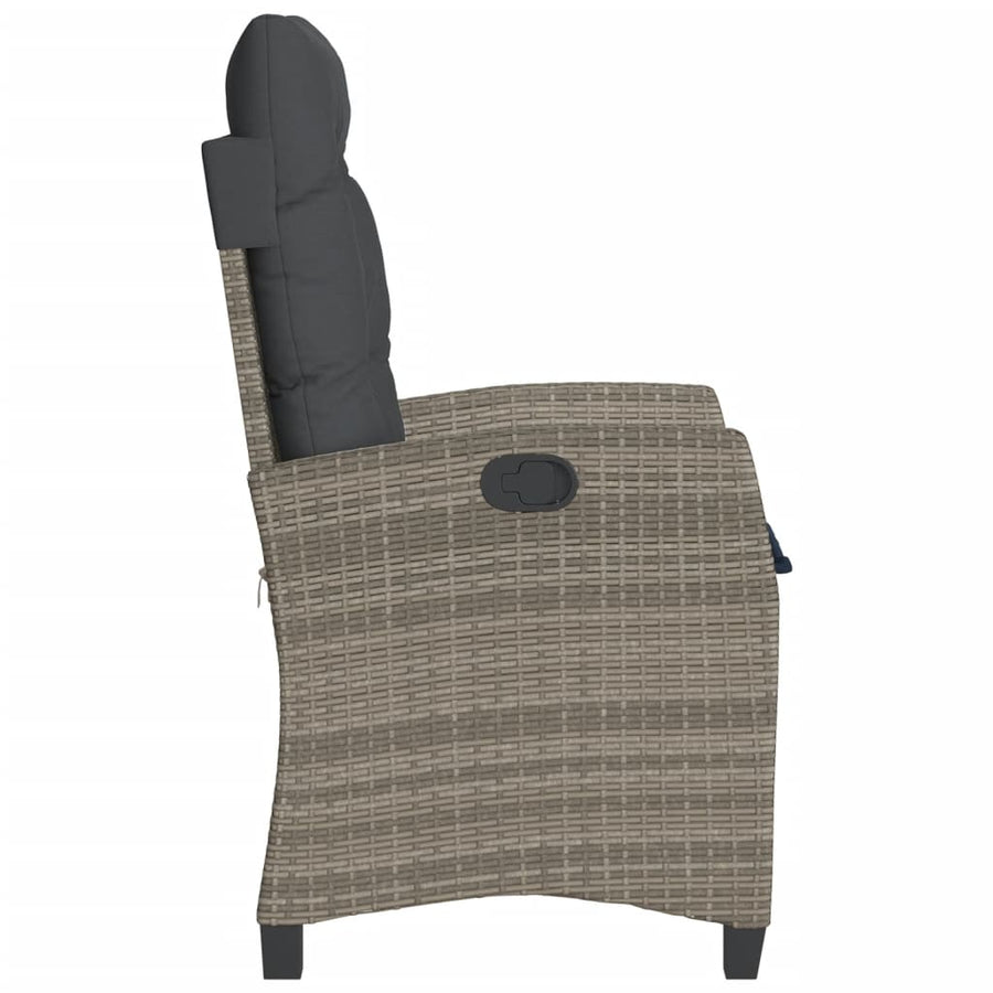 Tuinstoel Verstelbaar Met Kussens Poly Rattan Grijs