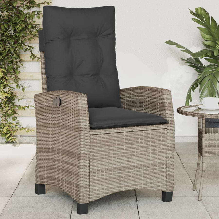 Tuinstoel Verstelbaar Met Kussens Poly Rattan Grijs