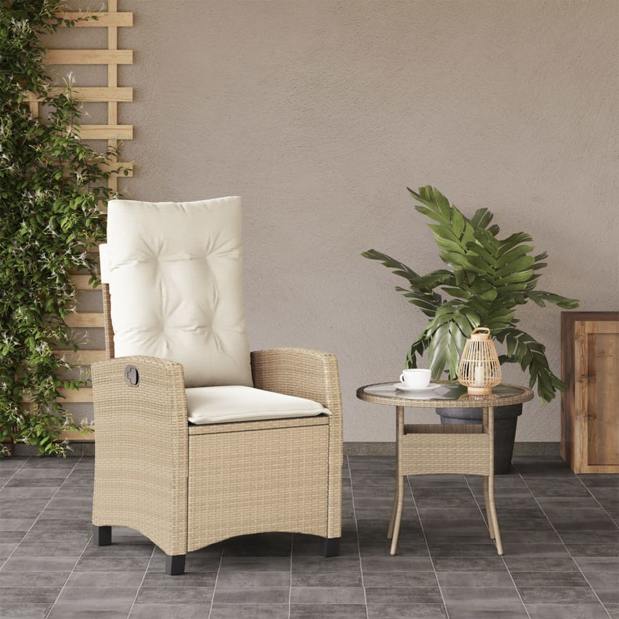 Tuinstoel Verstelbaar Met Kussens Poly Rattan 1 Beige Zonder voetensteun