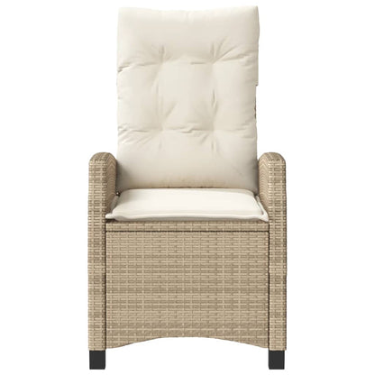 Tuinstoel Verstelbaar Met Kussens Poly Rattan 1 Beige Zonder voetensteun