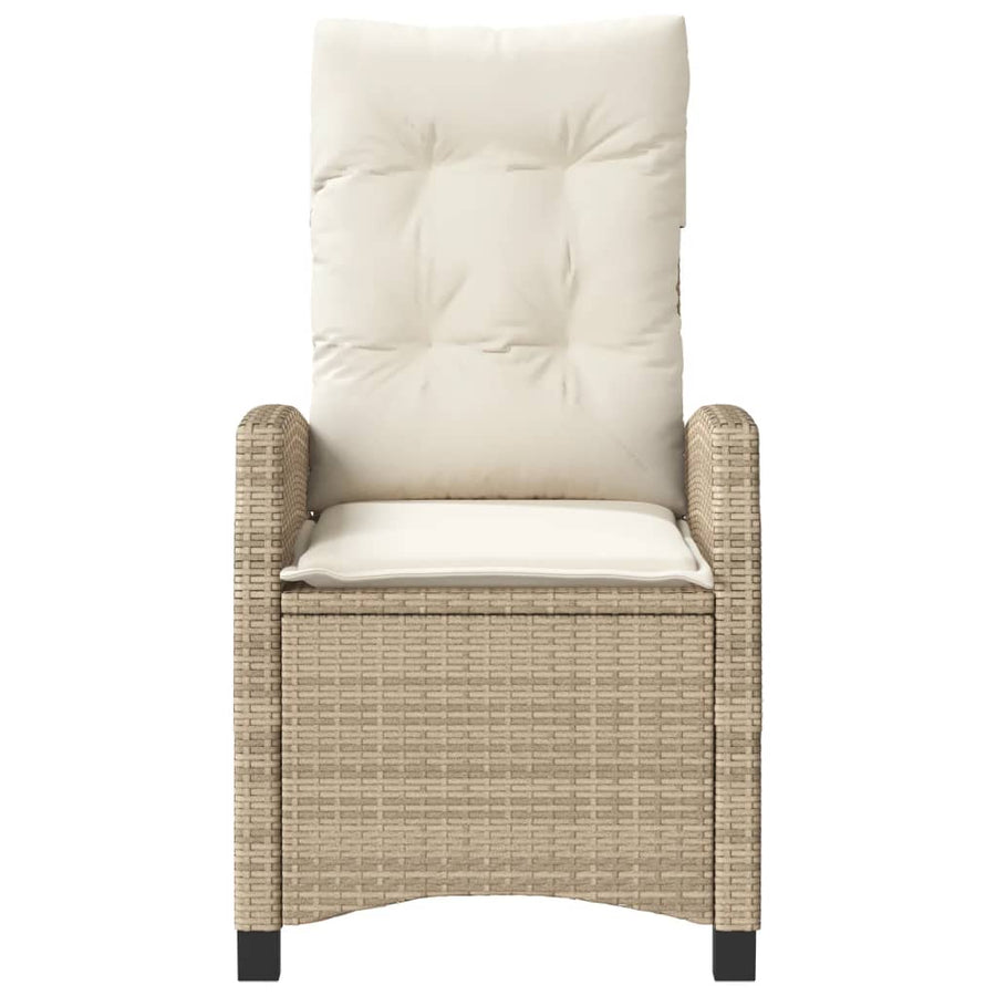 Tuinstoel Verstelbaar Met Kussens Poly Rattan 1 Beige Zonder voetensteun