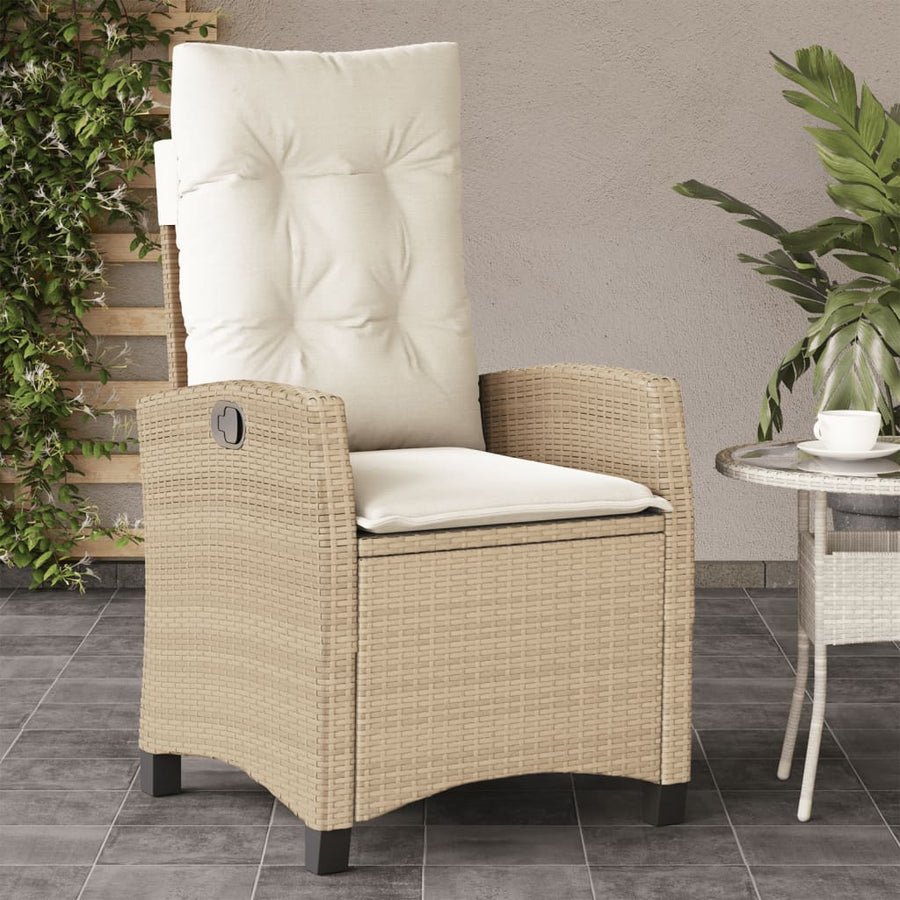 Tuinstoel Verstelbaar Met Kussens Poly Rattan 1 Beige Zonder voetensteun