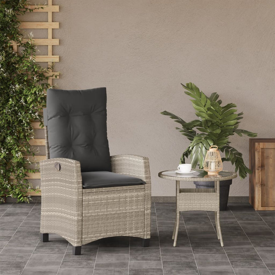 Tuinstoel Verstelbaar Met Kussens Poly Rattan Lichtgrijs