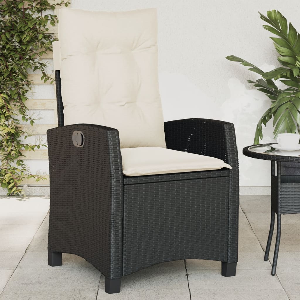 Tuinstoelen 2 St Verstelbaar Met Kussens Poly Rattan Zwart
