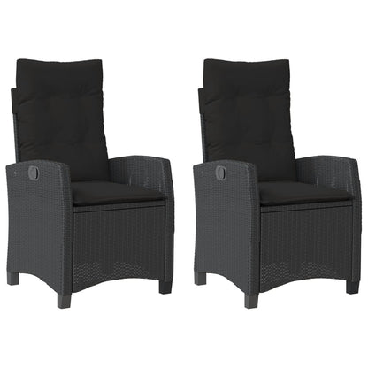 Tuinstoelen 2 St Verstelbaar Met Kussens Poly Rattan Zwart