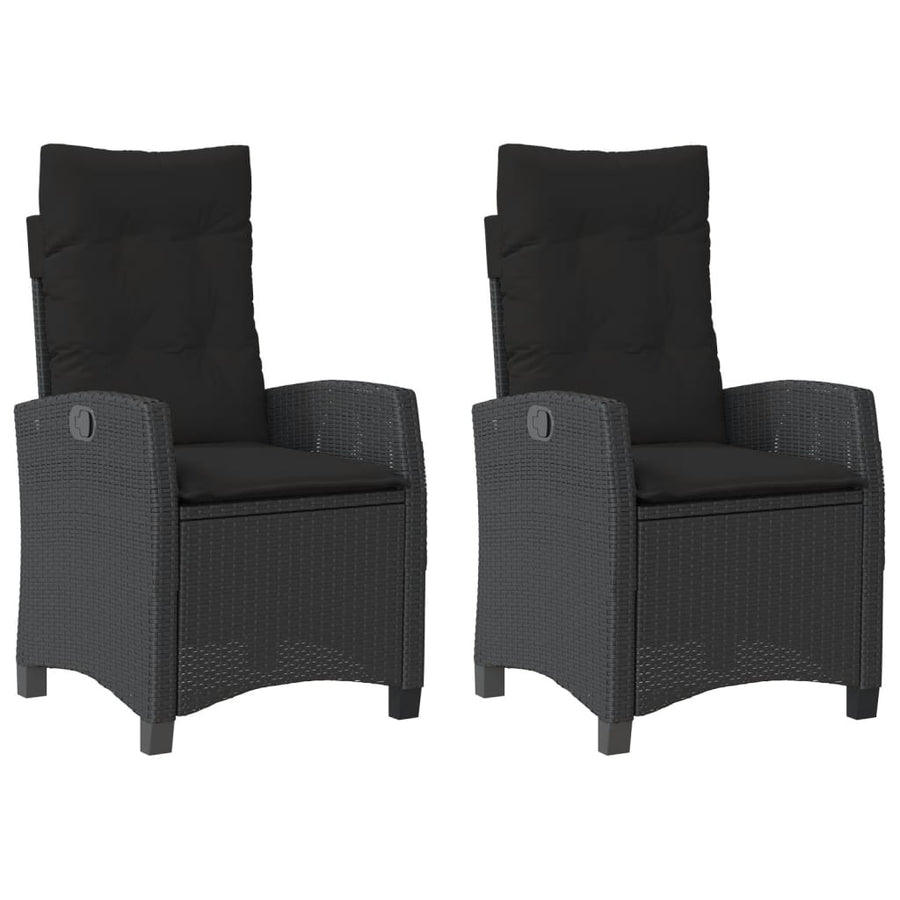 Tuinstoelen 2 St Verstelbaar Met Kussens Poly Rattan Zwart
