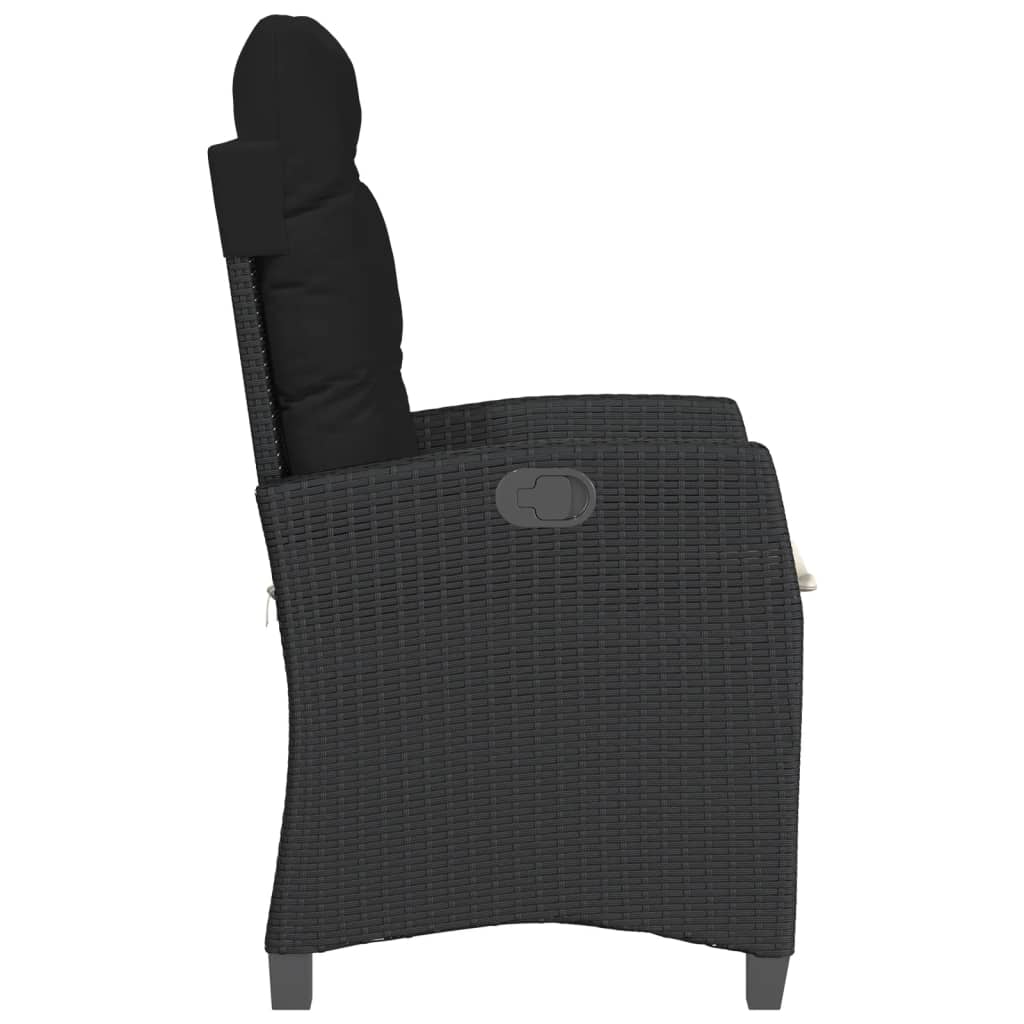Tuinstoelen 2 St Verstelbaar Met Kussens Poly Rattan Zwart