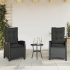 Garden chairs 2 pcs adjustable with cushions poly rattan black