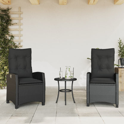 Tuinstoelen 2 St Verstelbaar Met Kussens Poly Rattan Zwart