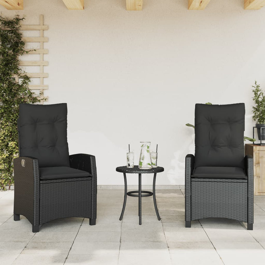 Tuinstoelen 2 St Verstelbaar Met Kussens Poly Rattan Zwart