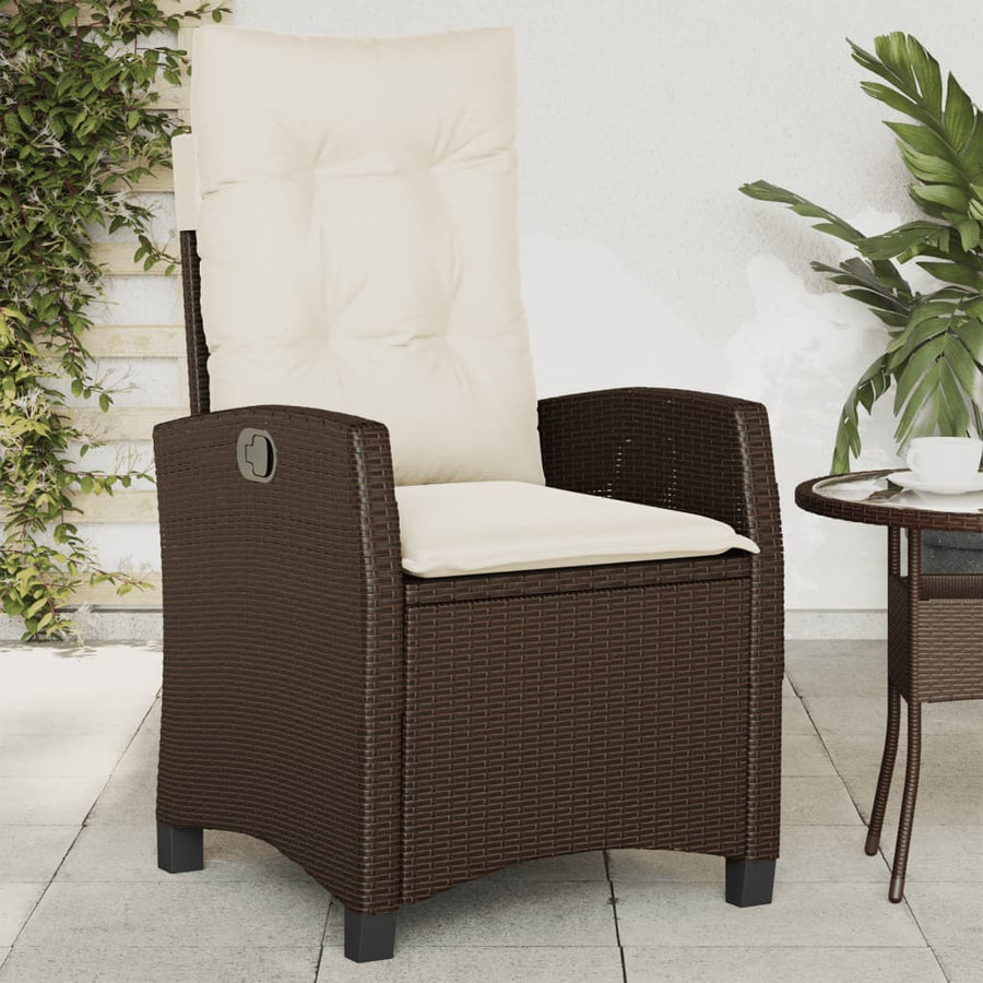 Tuinstoelen 2 St Verstelbaar Met Kussens Poly Rattan Bruin