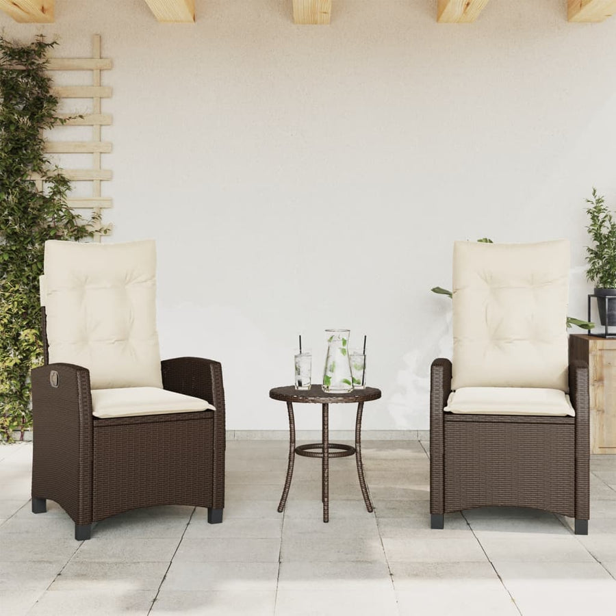 Tuinstoelen 2 St Verstelbaar Met Kussens Poly Rattan Bruin