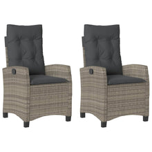 Tuinstoelen 2 St Verstelbaar Met Kussens Poly Rattan Grijs