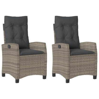 Tuinstoelen 2 St Verstelbaar Met Kussens Poly Rattan Grijs