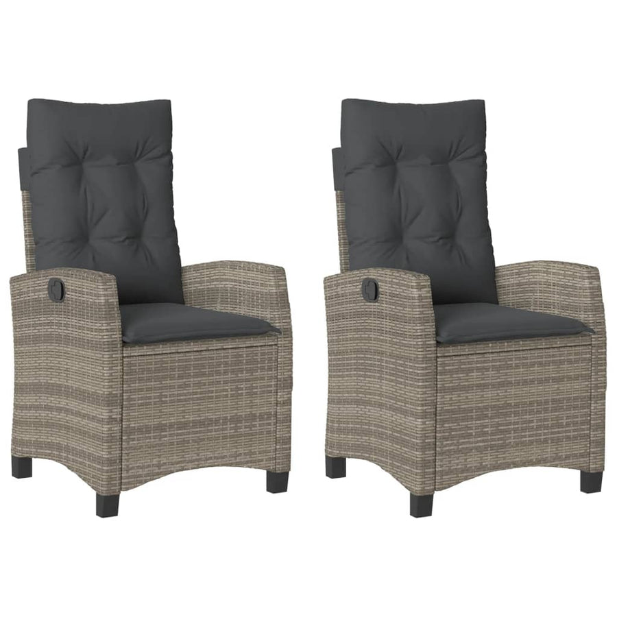 Tuinstoelen 2 St Verstelbaar Met Kussens Poly Rattan Grijs