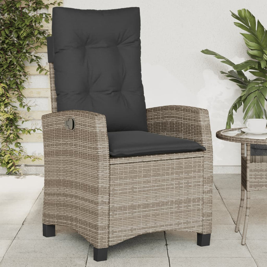 Tuinstoelen 2 St Verstelbaar Met Kussens Poly Rattan Grijs