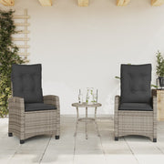 Tuinstoelen 2 st poly rattan grijs verstelbaar