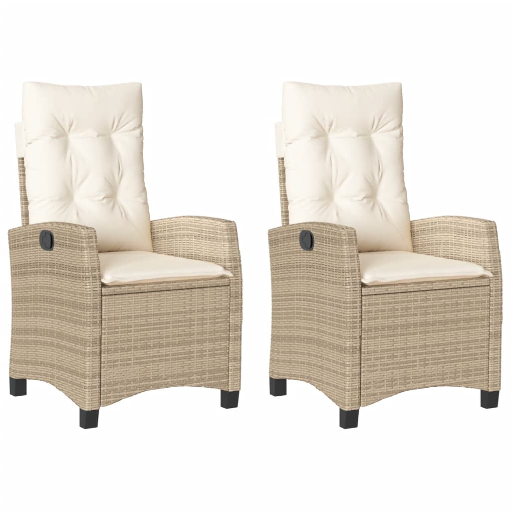 Tuinstoelen 2 St Verstelbaar Met Kussens Poly Rattan Beige