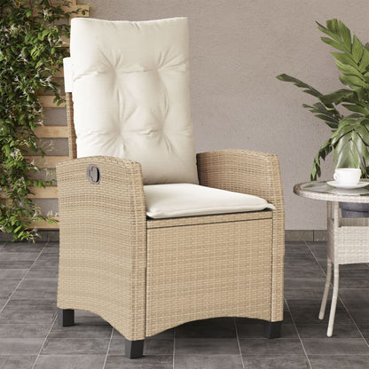 Tuinstoelen 2 St Verstelbaar Met Kussens Poly Rattan Beige