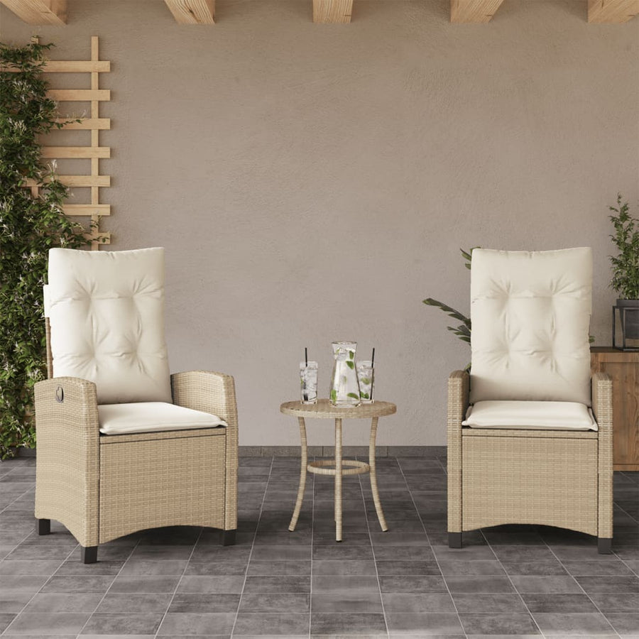 Tuinstoelen 2 St Verstelbaar Met Kussens Poly Rattan Beige