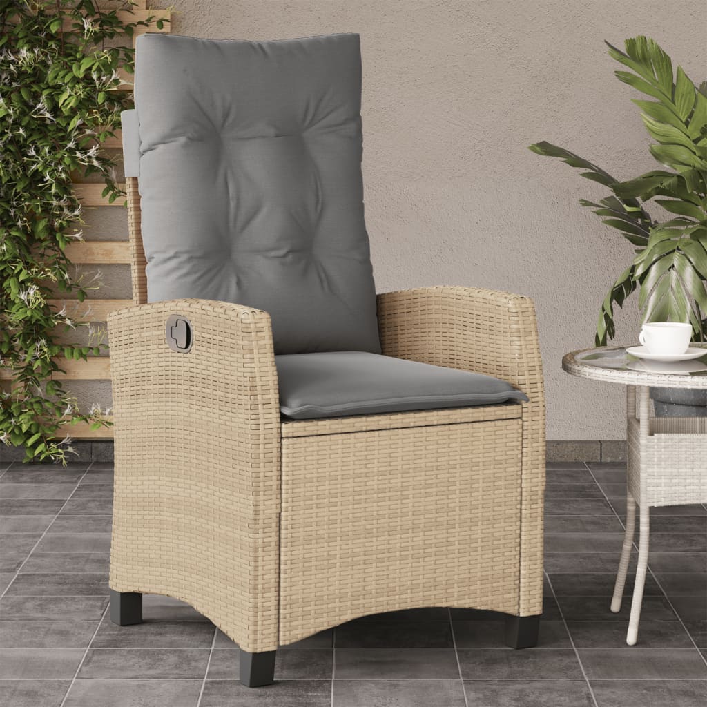 Tuinstoelen 2 St Verstelbaar Kussens Poly Rattan Gemengd Beige