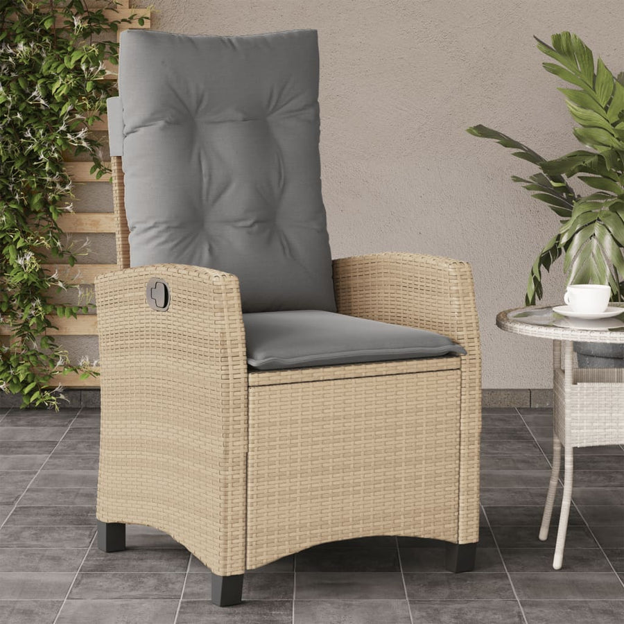 Tuinstoelen 2 St Verstelbaar Kussens Poly Rattan Gemengd Beige