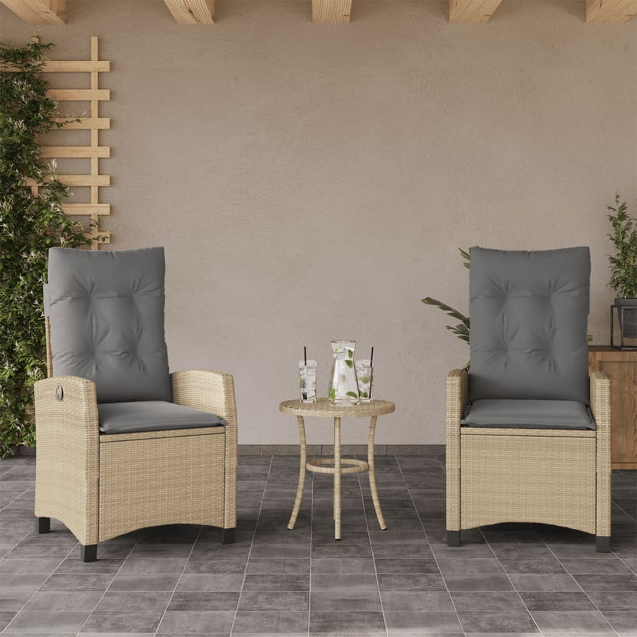 Tuinstoelen 2 St Verstelbaar Kussens Poly Rattan Gemengd Beige