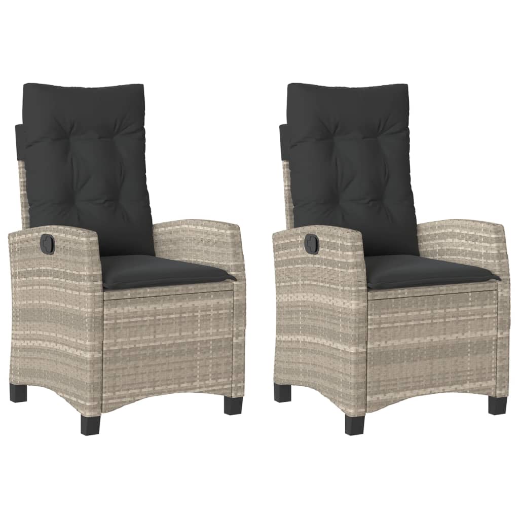 Tuinstoelen 2 St Verstelbaar Met Kussens Poly Rattan Lichtgrijs