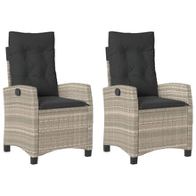 Tuinstoelen 2 St Verstelbaar Met Kussens Poly Rattan Lichtgrijs