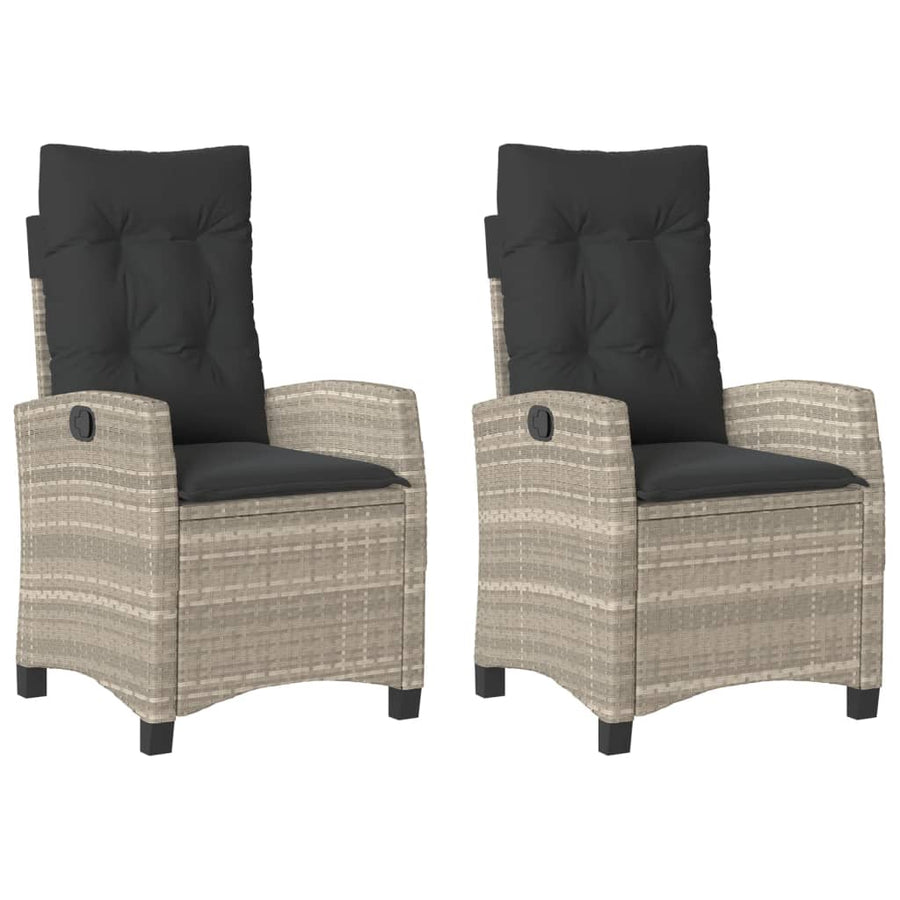 Tuinstoelen 2 St Verstelbaar Met Kussens Poly Rattan Lichtgrijs