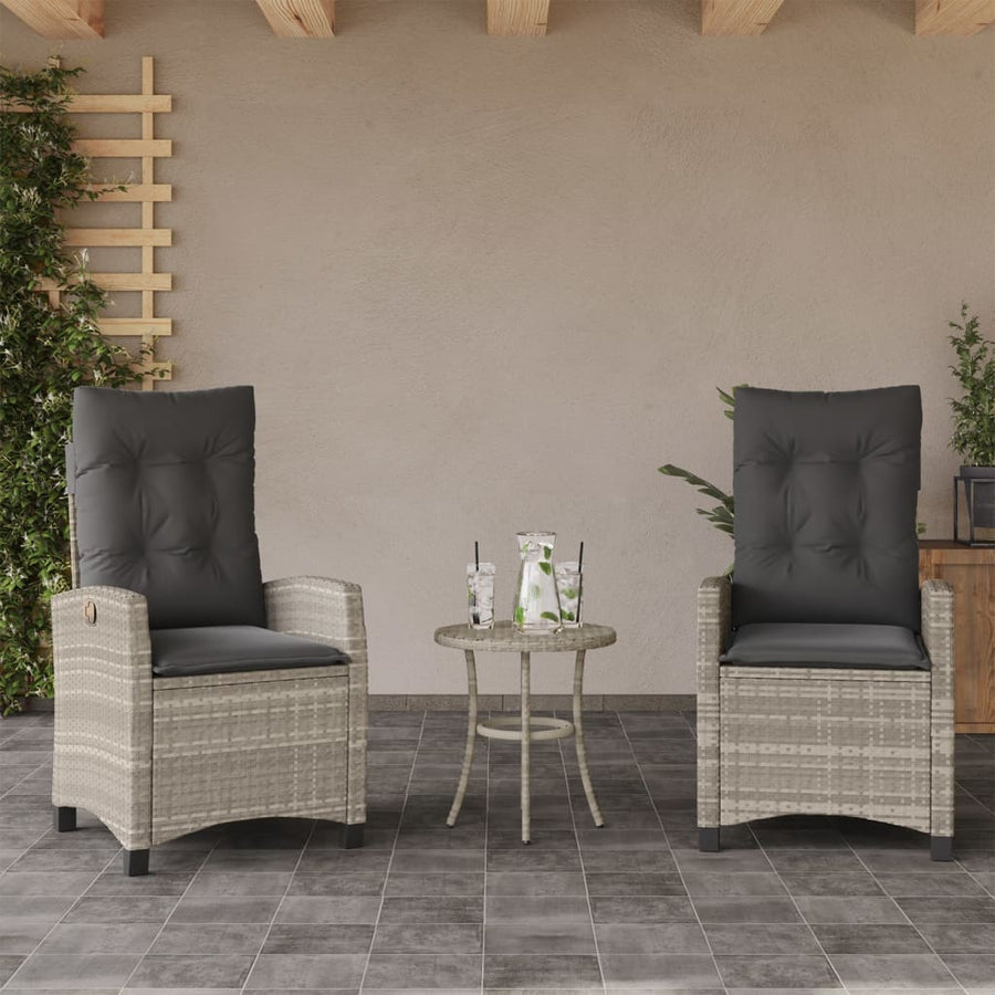 Tuinstoelen 2 St Verstelbaar Met Kussens Poly Rattan Lichtgrijs