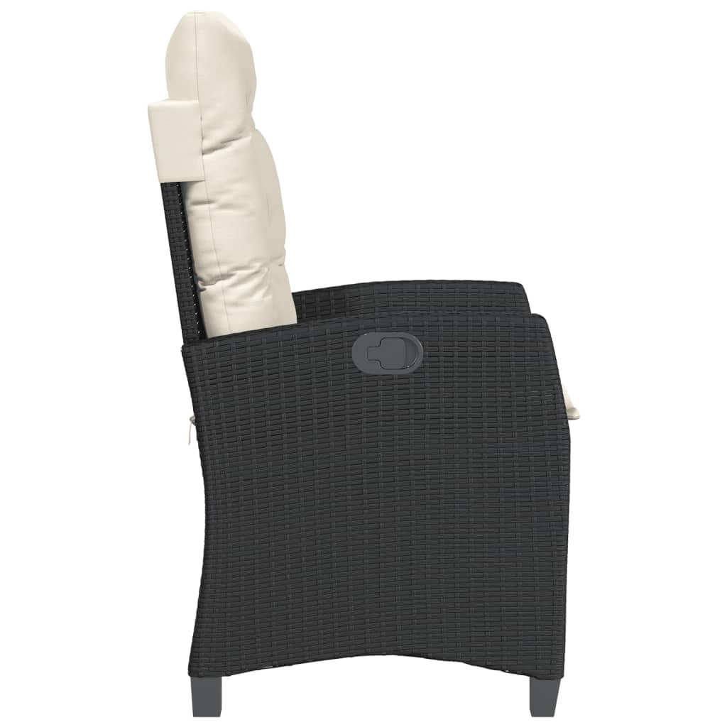 3-Delige Bistroset Met Kussens Poly Rattan Zwart