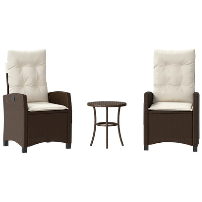 3-Delige Bistroset Met Kussens Poly Rattan Bruin