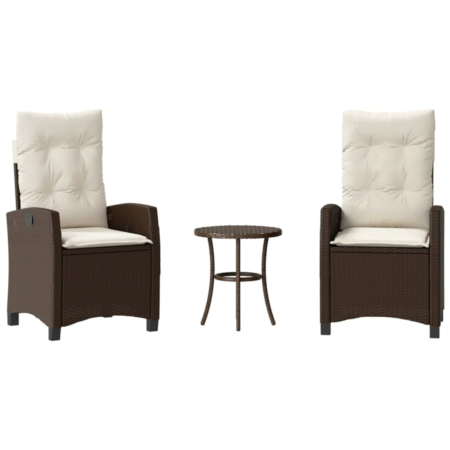 3-Delige Bistroset Met Kussens Poly Rattan Bruin
