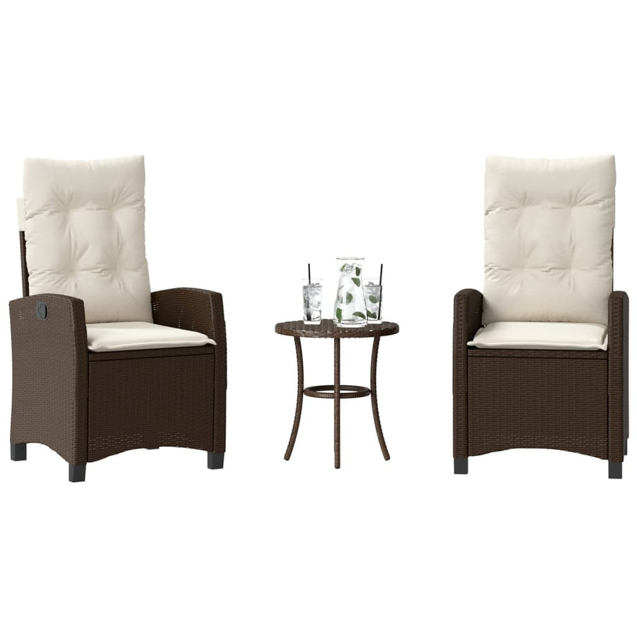 3-Delige Bistroset Met Kussens Poly Rattan Bruin