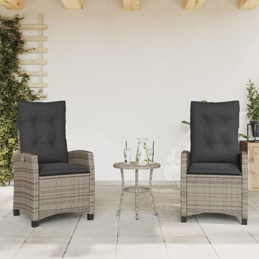 3-Delige Bistroset Met Kussens Poly Rattan Grijs