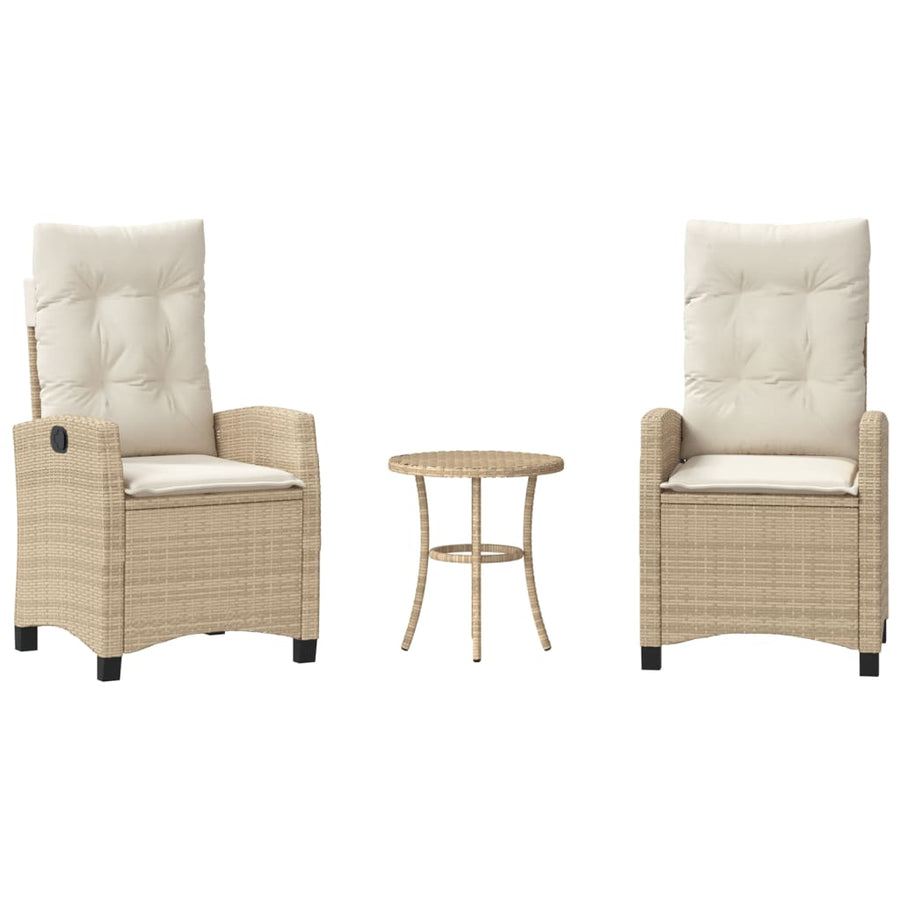 3-Delige Bistroset Met Kussens Poly Rattan Beige