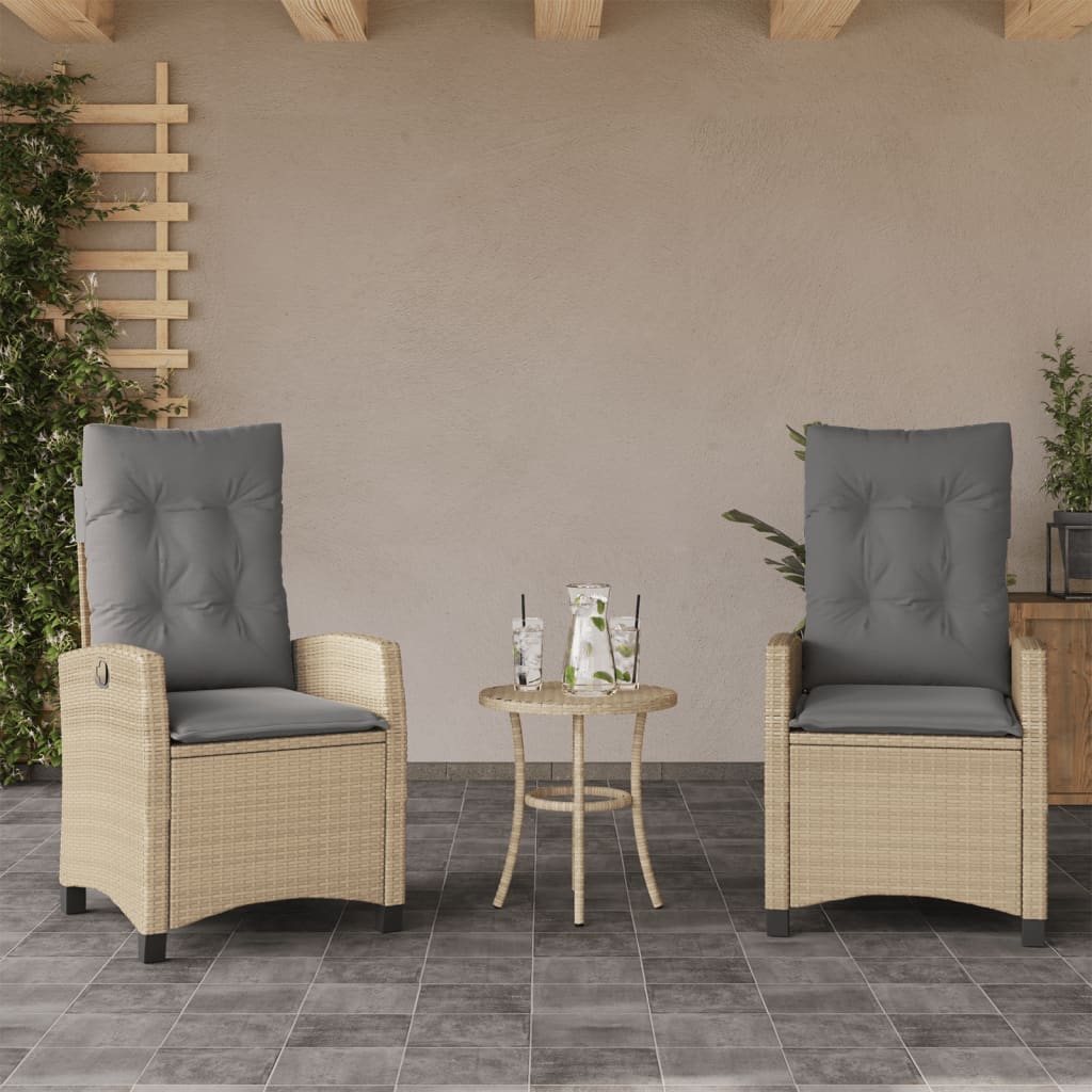 3-Delige Bistroset Met Kussens Poly Rattan Gemengd Beige