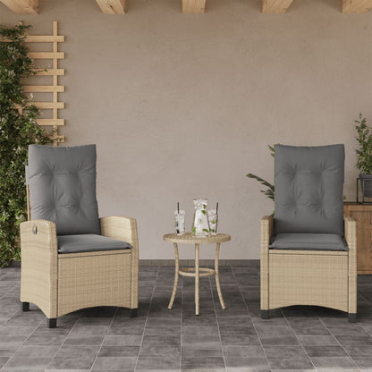 3-Delige Bistroset Met Kussens Poly Rattan Gemengd Beige