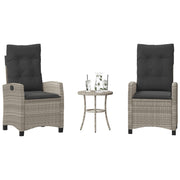 Bistroset 3-delig poly rattan lichtgrijs met kussens