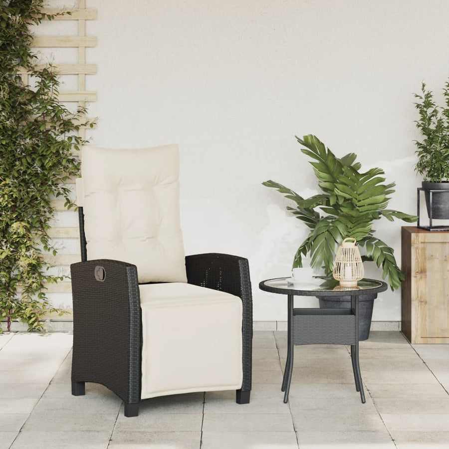 Tuinstoel Verstelbaar Met Voetensteun Poly Rattan Zwart