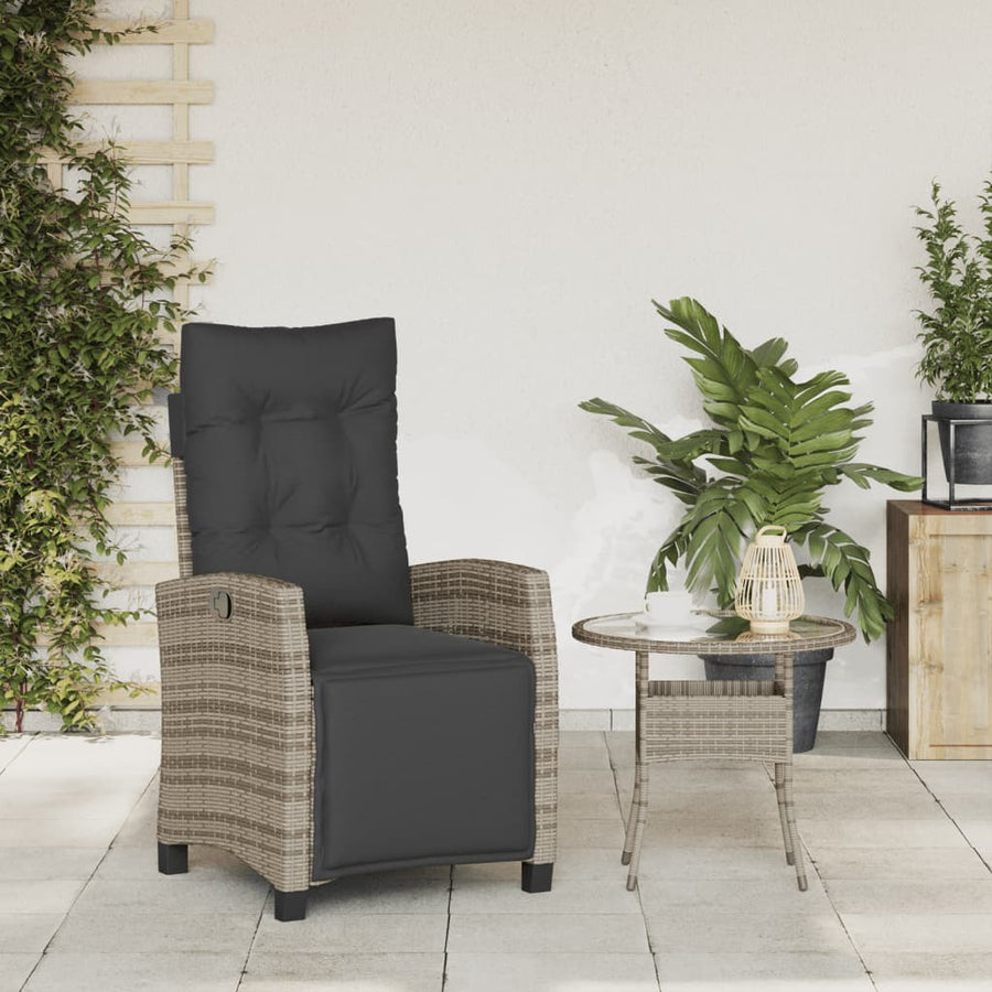 Tuinstoel Verstelbaar Met Voetensteun Poly Rattan Grijs