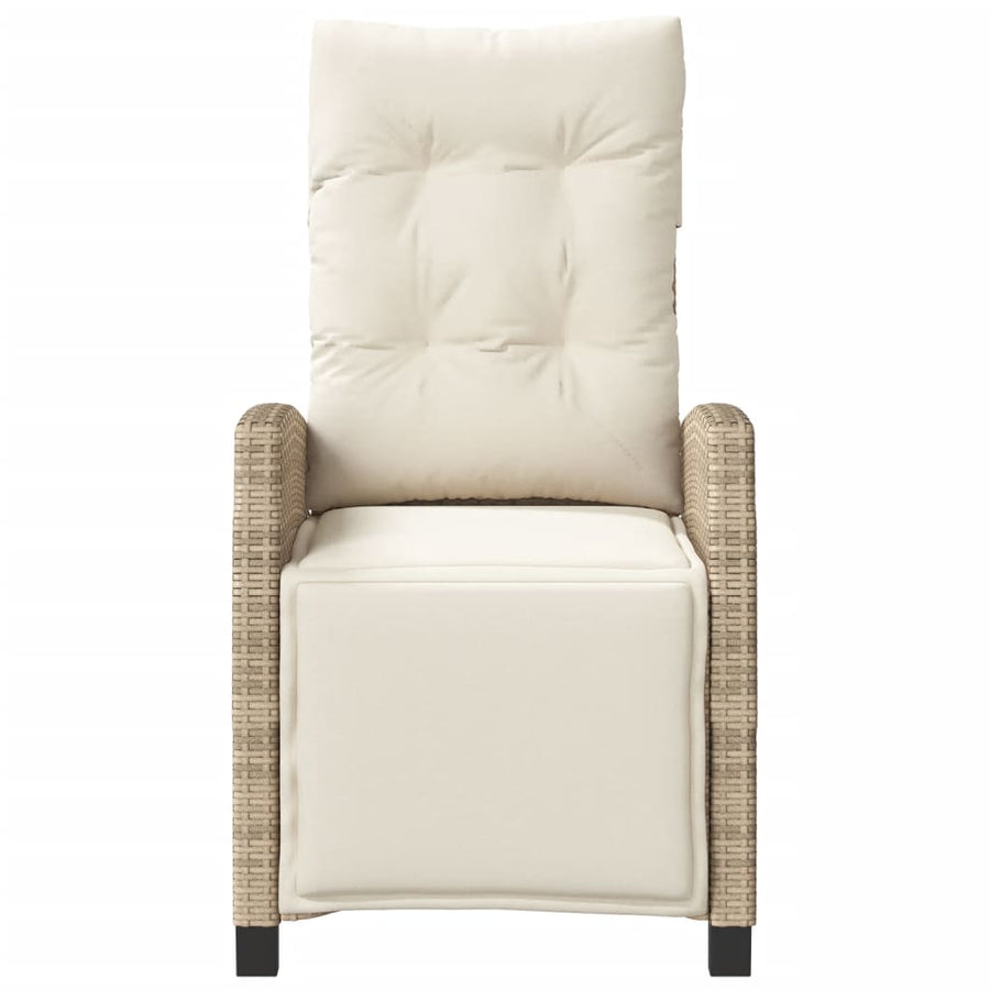Tuinstoel Verstelbaar Met Voetensteun Poly Rattan Beige