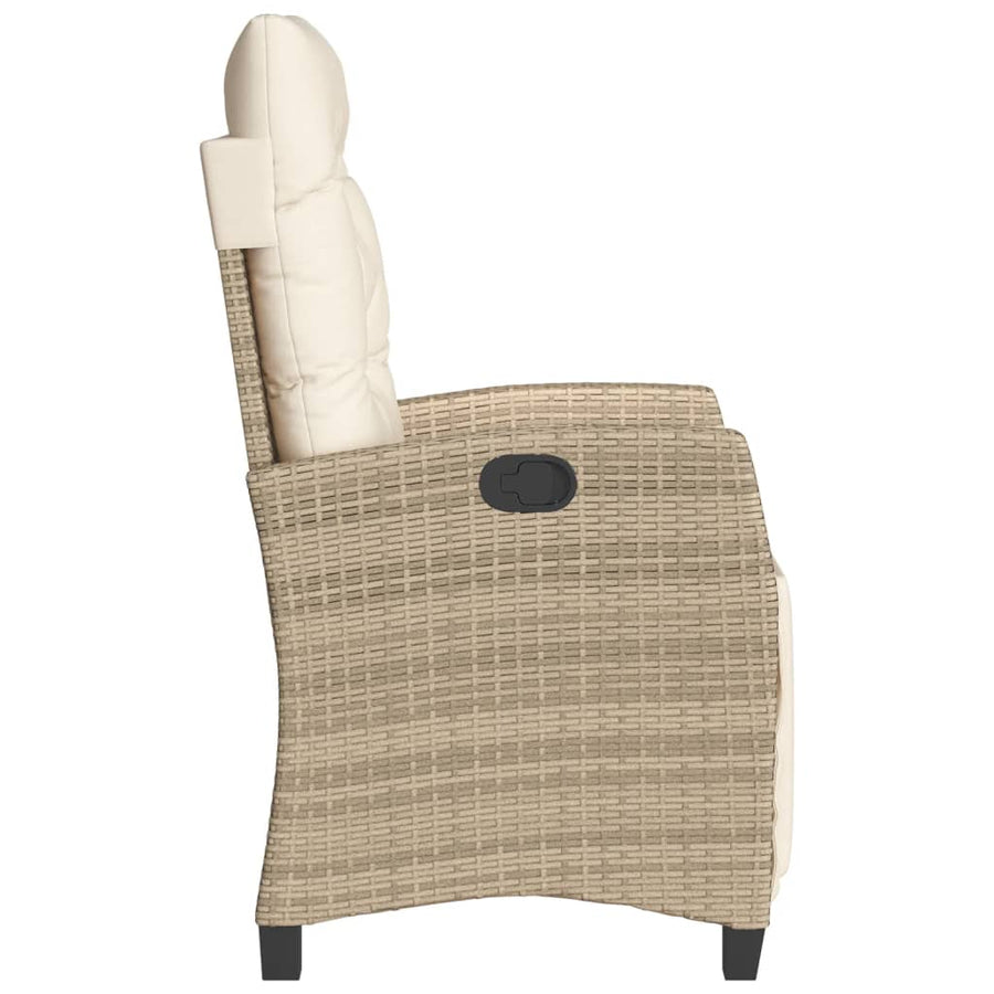 Tuinstoel Verstelbaar Met Voetensteun Poly Rattan Beige