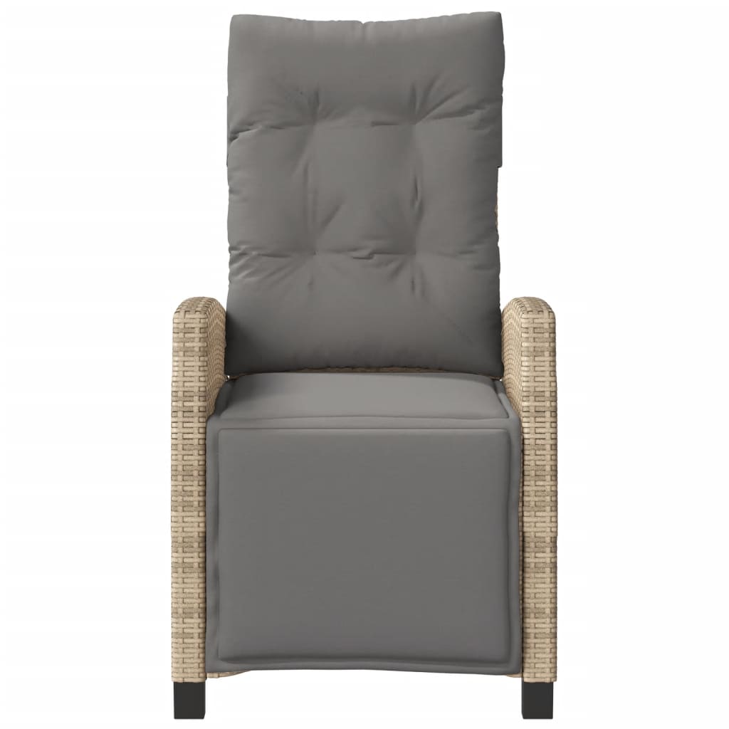 Tuinstoel Verstelbaar Met Voetensteun Poly Rattan Gemengd Beige